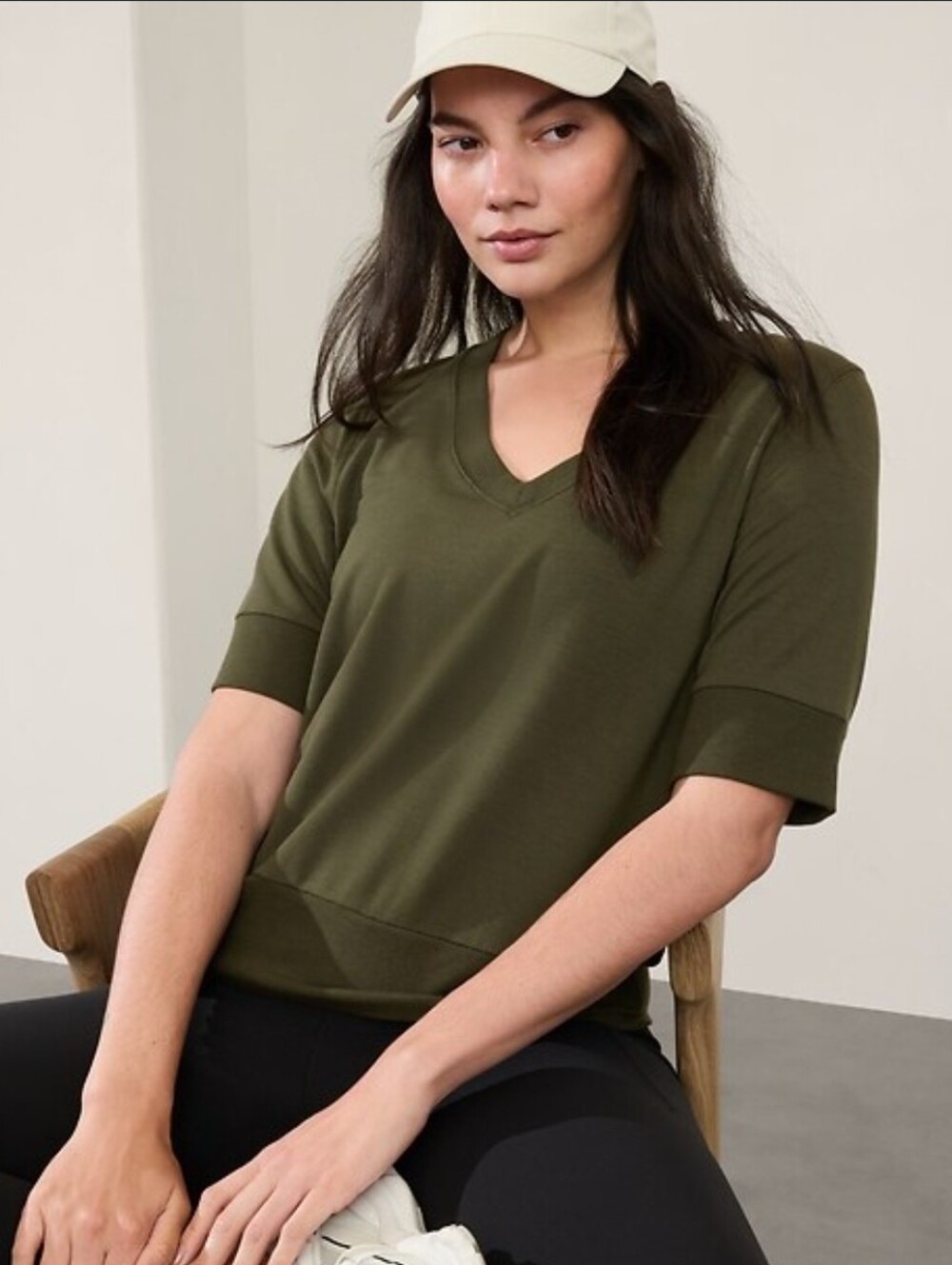 Athleta Step Forward Sweatshirt Tee – Aspen Olive - Size Large